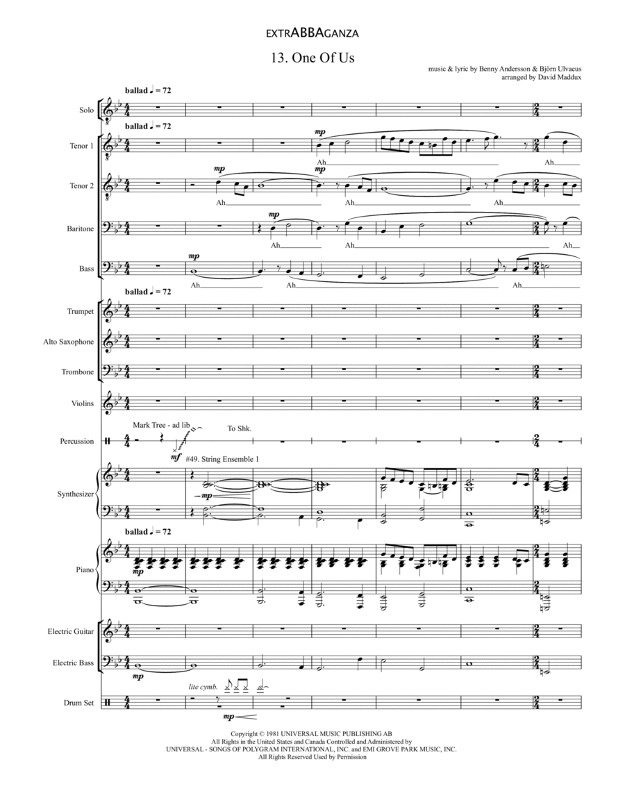 One Of Us Large Ensemble scores gallery preview page 1