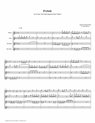 Prelude 22 from Well-Tempered Clavier, Book 2 (Flute Quartet)