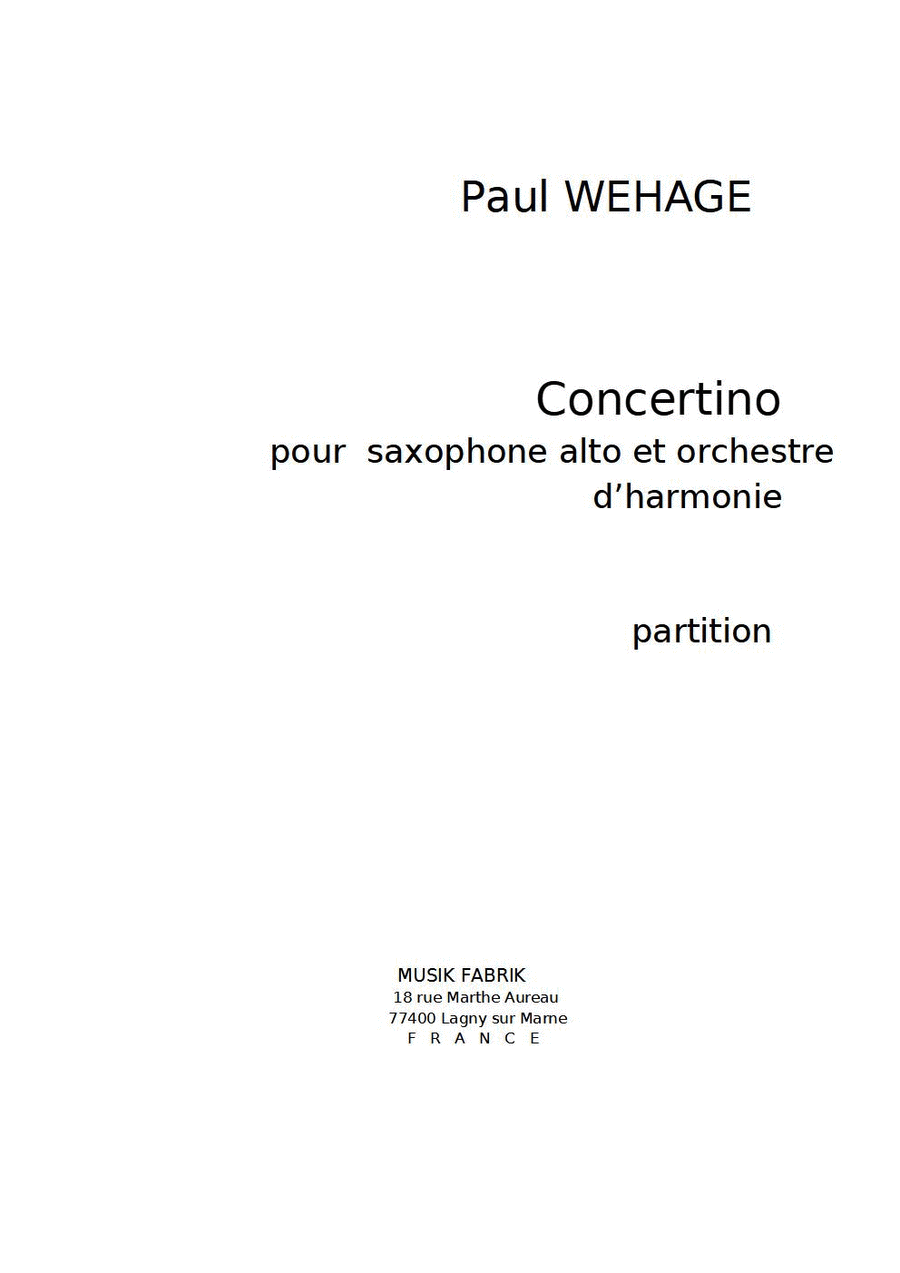 Concertino for alto saxophone and concert band Concert Band scores gallery preview page 1