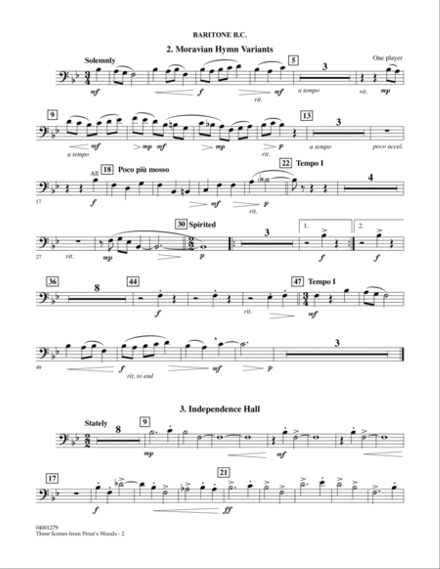 Three Scenes From Penn's Woods - Baritone B.C. Concert Band scores gallery preview page 2