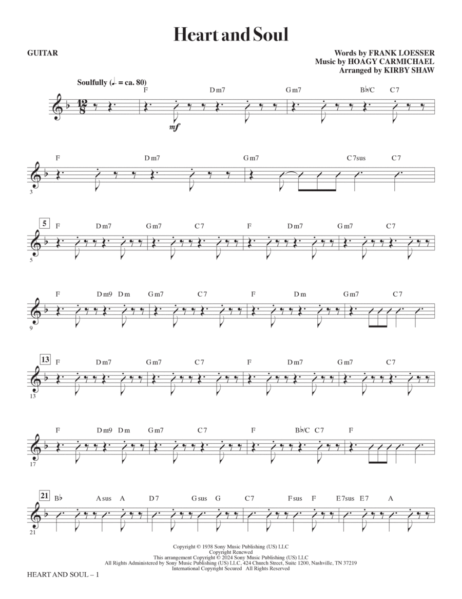 Heart and Soul (arr. Kirby Shaw) - Guitar Choir scores gallery preview page 1