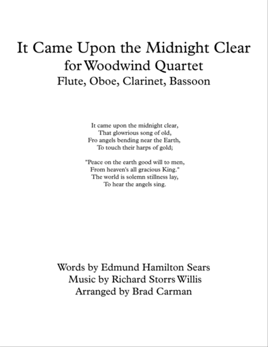 It Came Upon the Midnight Clear for Woodwind Quartet Woodwind Quartet scores gallery preview page 1