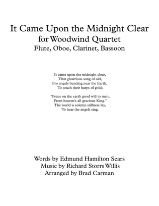 It Came Upon the Midnight Clear for Woodwind Quartet