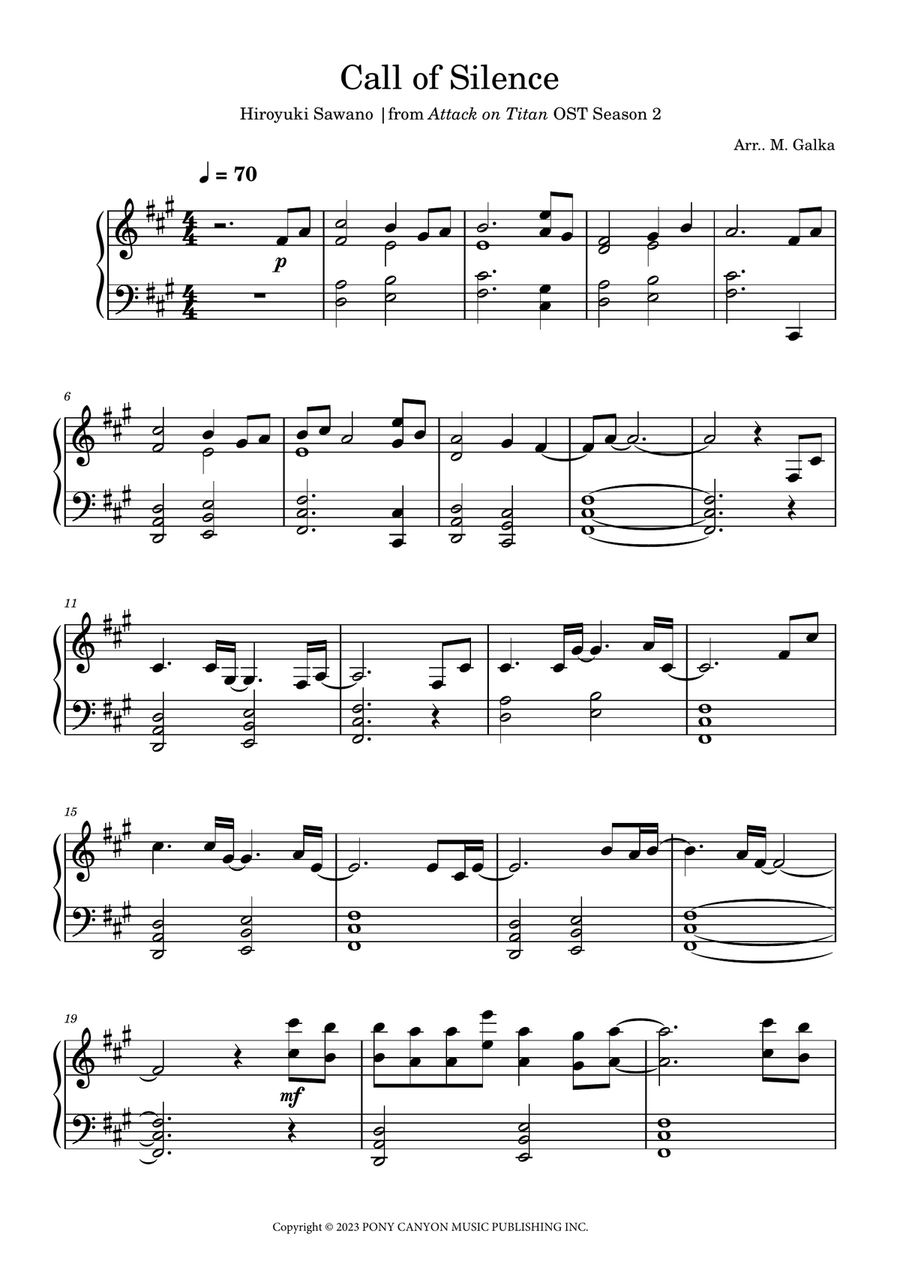 Call Of Silence Piano Solo scores gallery preview page 1