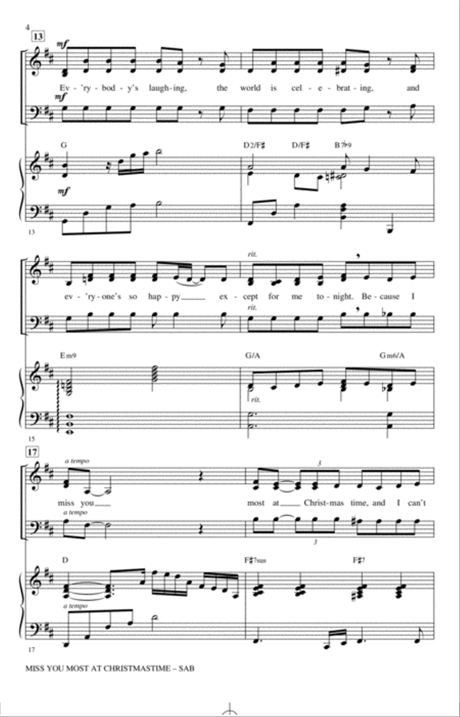 Miss You Most At Christmas Time 3-Part scores gallery preview page 3