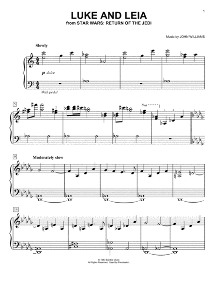 Luke And Leia (from Star Wars: Return of the Jedi) Easy Piano scores gallery preview page 1