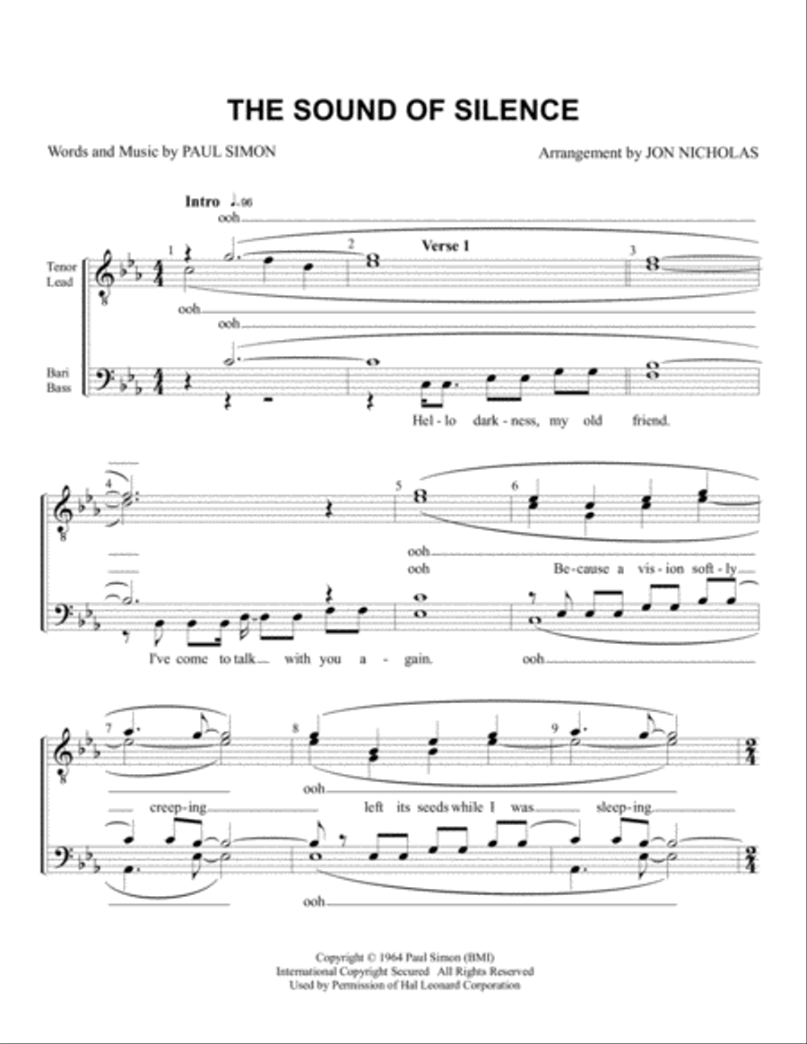 The Sound Of Silence TTBB scores gallery preview page 1