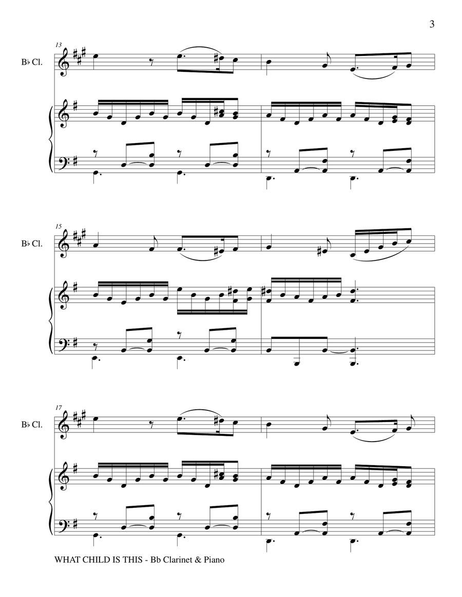 WHAT CHILD IS THIS (Bb Clarinet & Piano) B-Flat Clarinet scores gallery preview page 4