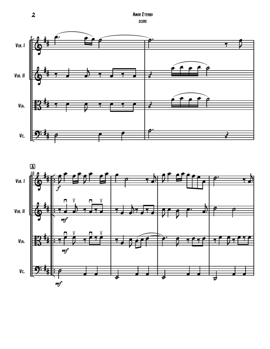 Amor Eterno (el Mas Triste Recuerdo) String Quartet scores gallery preview page 3