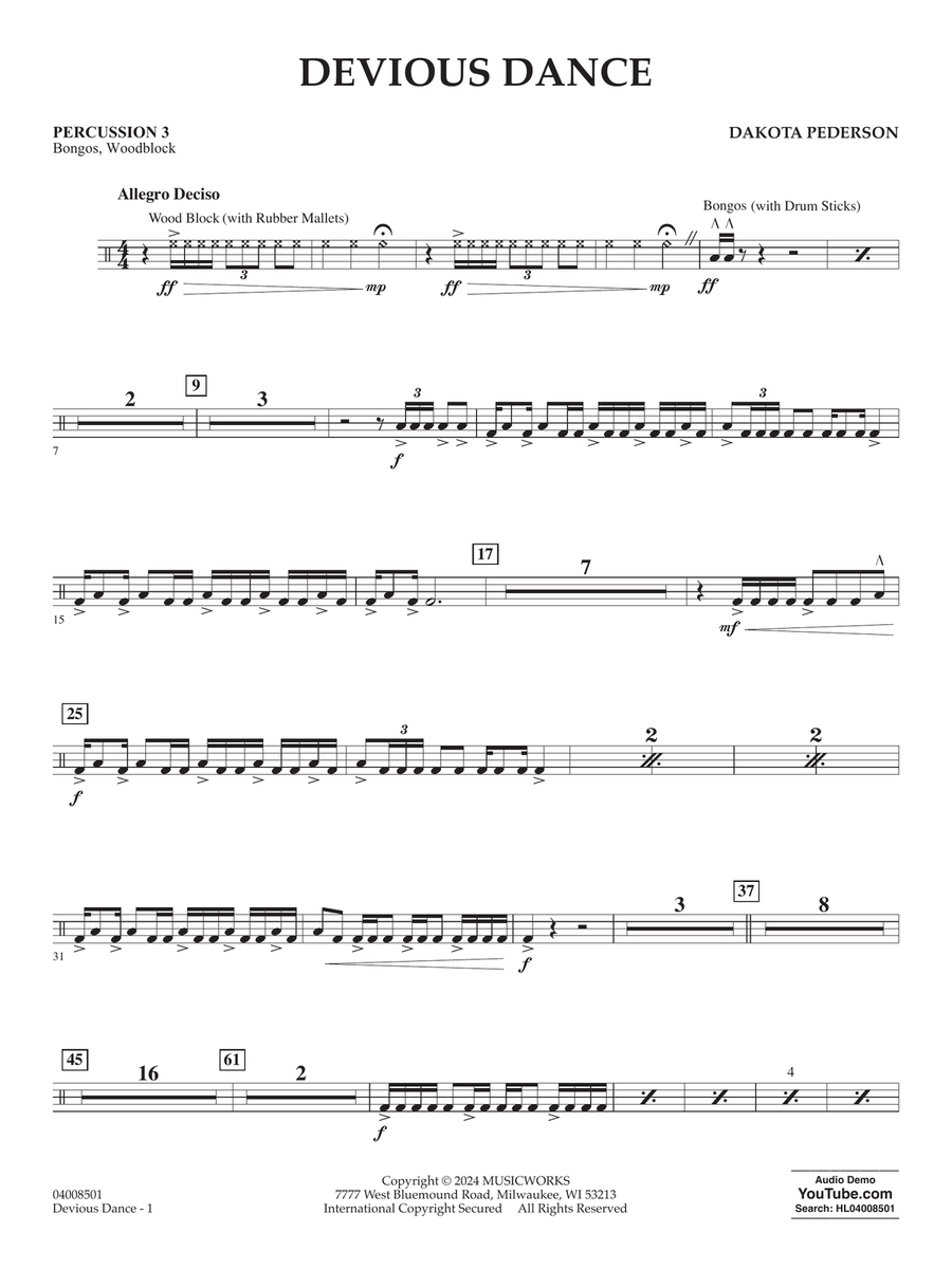 Devious Dance - Percussion 3 Concert Band scores gallery preview page 1