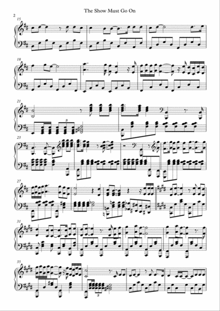 The Show Must Go On Piano Solo scores gallery preview page 2