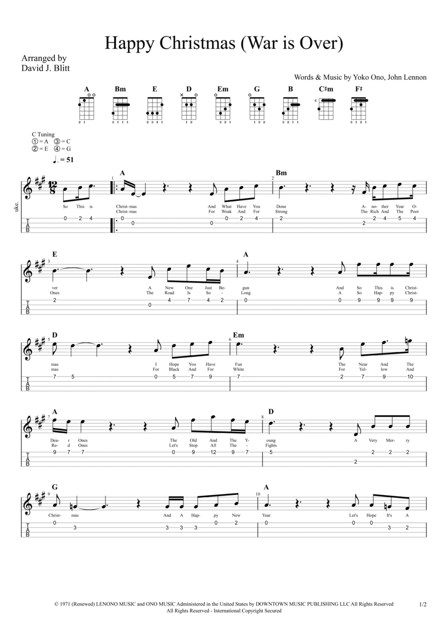 Happy Xmas (war Is Over) Ukulele scores gallery preview page 1