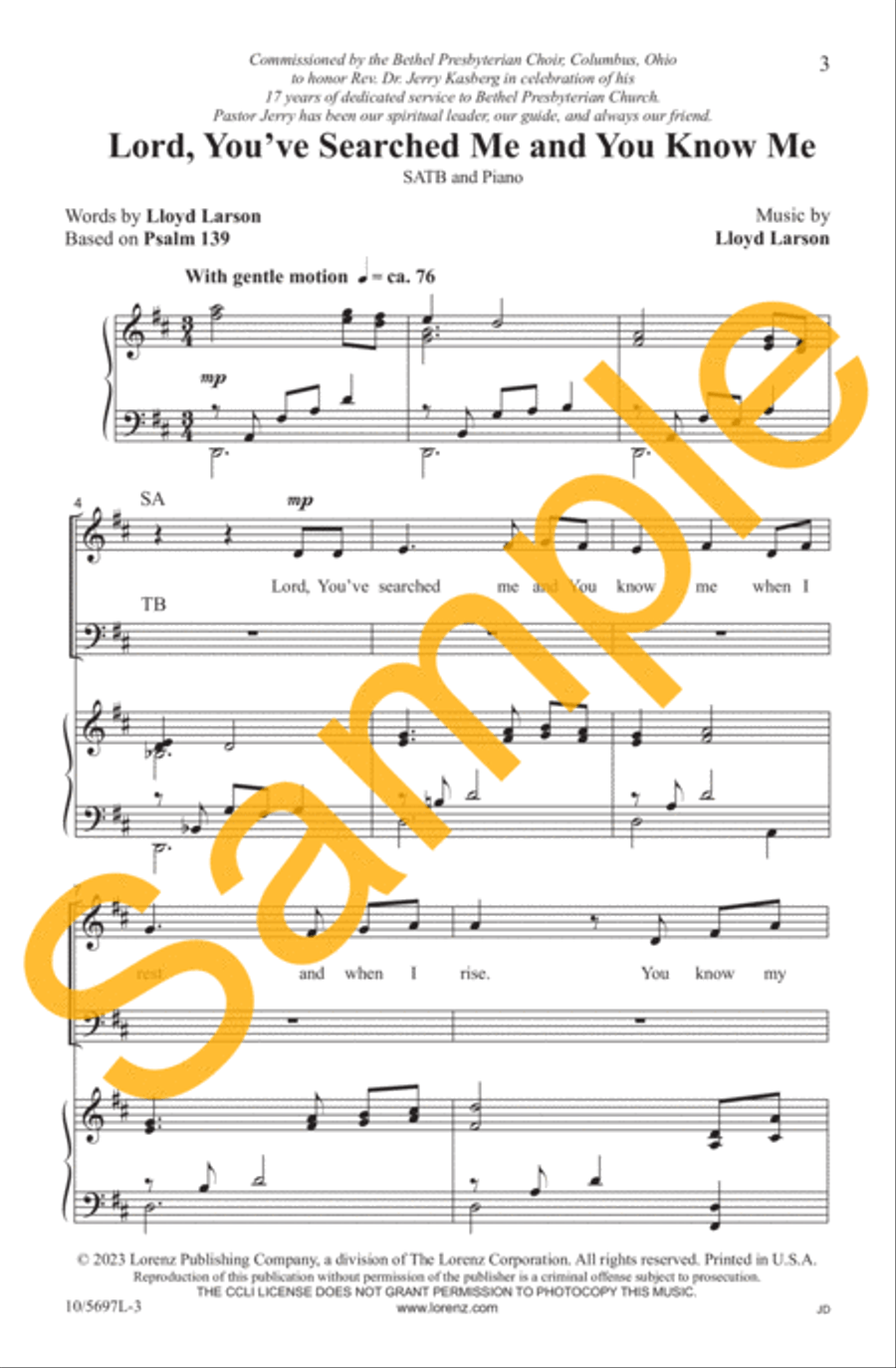 Lord, You've Searched Me and You Know Me 4-Part scores gallery preview page 3