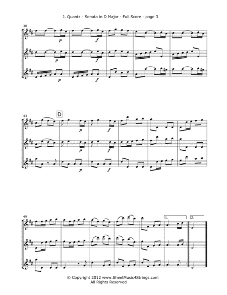 Quantz, J. - Sonata in D (Mvt. 1) for Three Violins image number null
