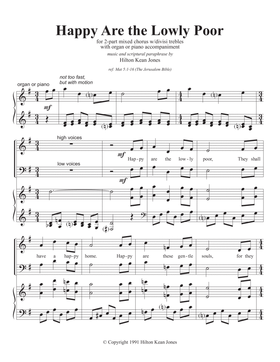 Happy Are the Lowly Poor 3-Part scores gallery preview page 1