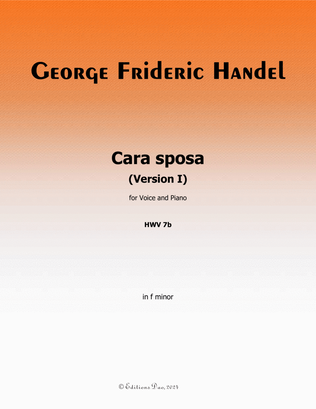 Book cover for Cara sposa(Version I),by Handel,in f minor