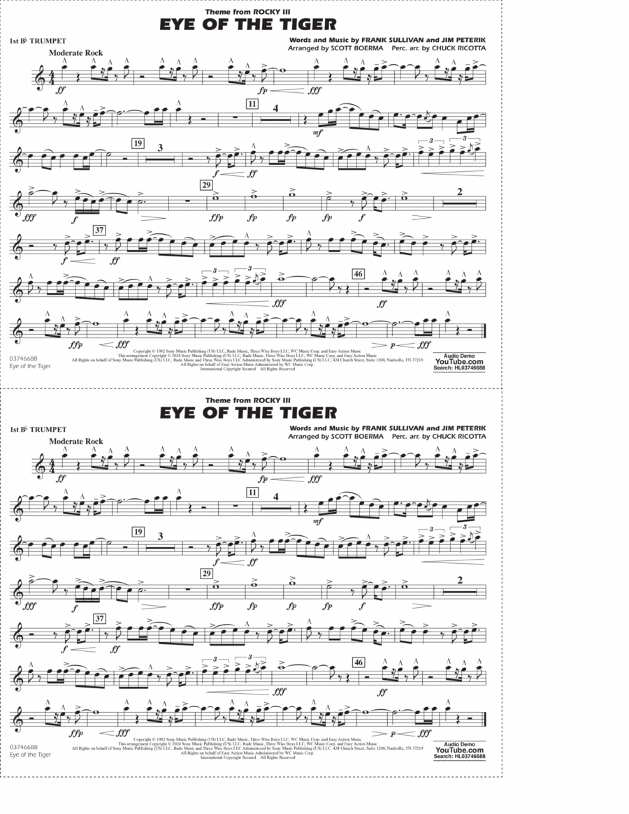 Eye Of The Tiger (arr. Scott Boerma) - 1st Bb Trumpet Marching Band scores gallery preview page 1