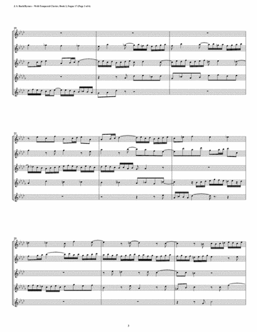 Fugue 17 from Well-Tempered Clavier, Book 2 (Flute Quintet) image number null