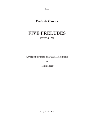Book cover for Five Preludes for Tuba or Bass Trombone and Piano from Op. 28