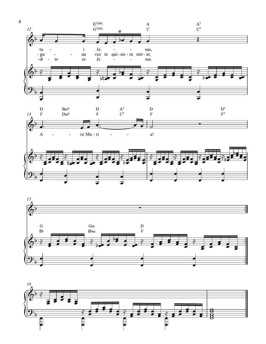 Ave Maria - Latin and Spanish texts - In four keys Piano, Vocal scores gallery preview page 4