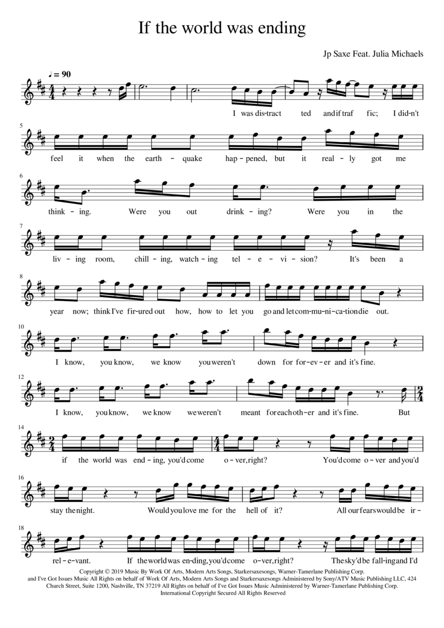 If The World Was Ending Violin Solo scores gallery preview page 1