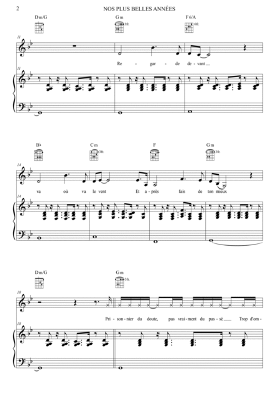 Nos Plus Belles Annees Piano, Vocal, Guitar scores gallery preview page 5