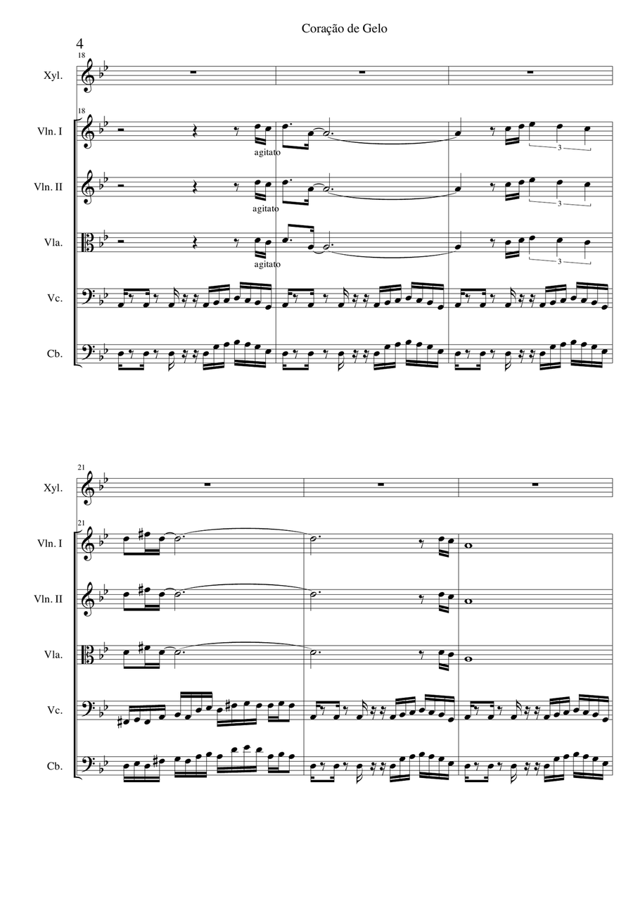 Coração de Gelo - Concertino para Xylophone and String Quintet String Quintet scores gallery preview page 4