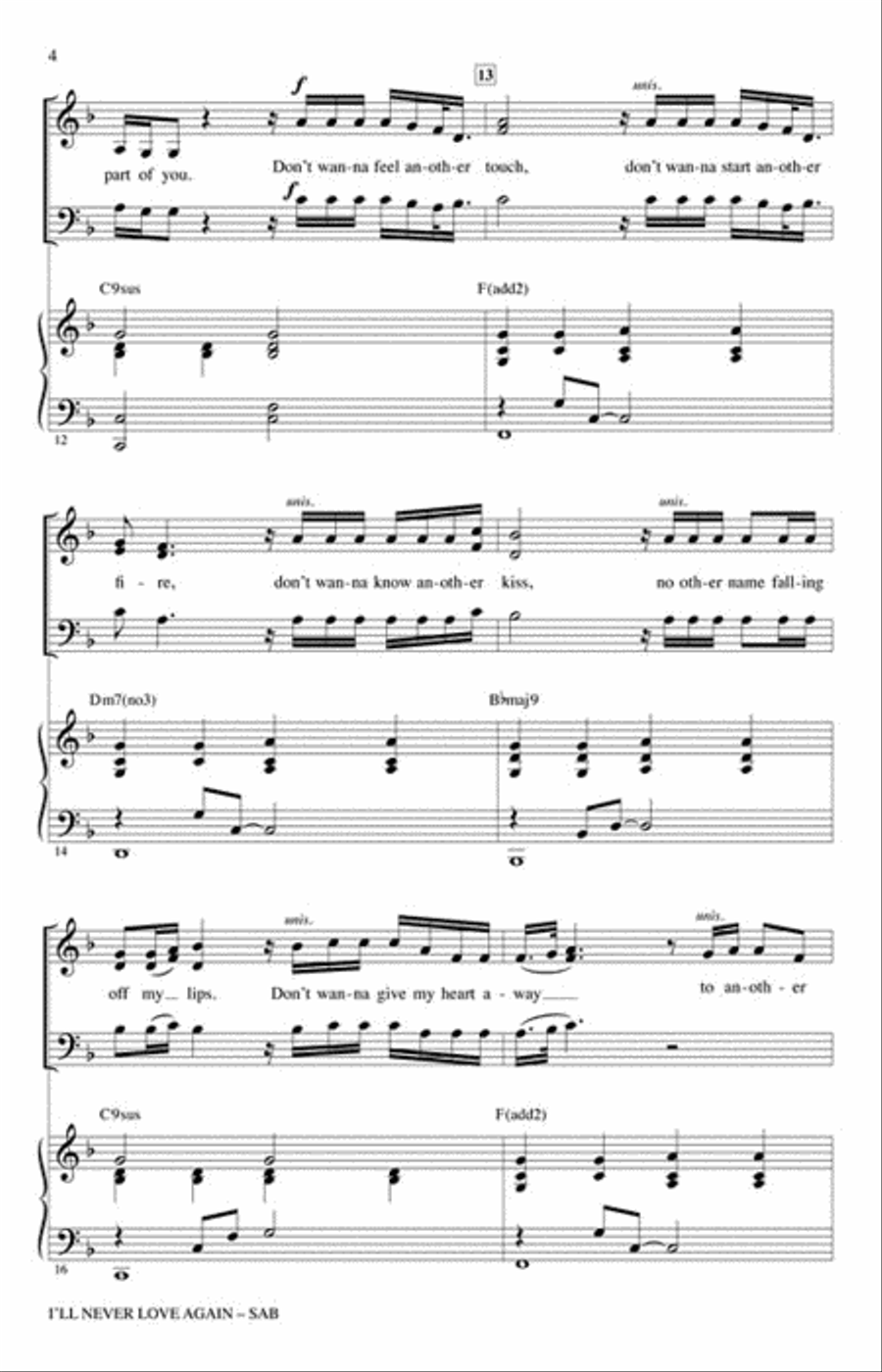 I'll Never Love Again 3-Part scores gallery preview page 4