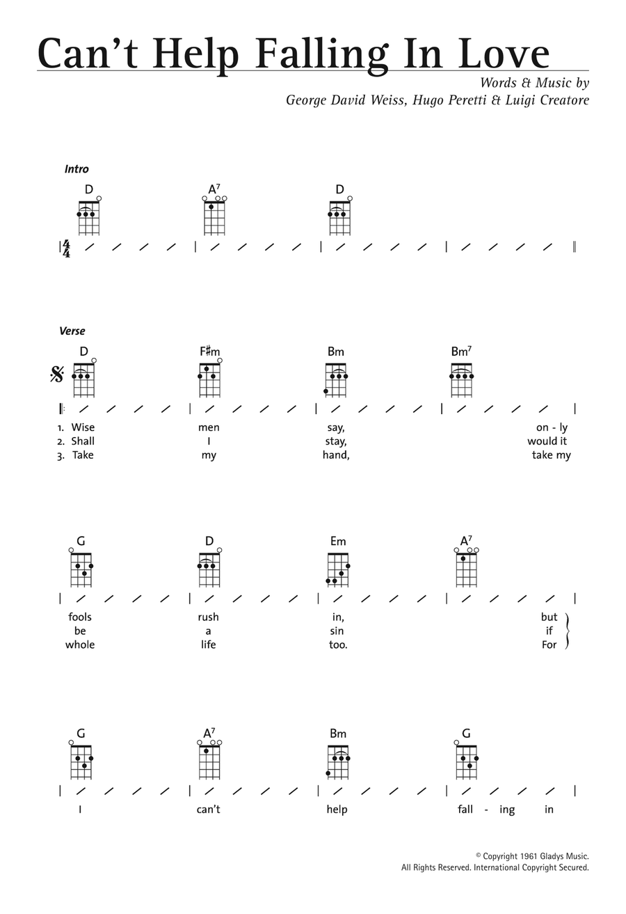 Can't Help Falling In Love Ukulele scores gallery preview page 1