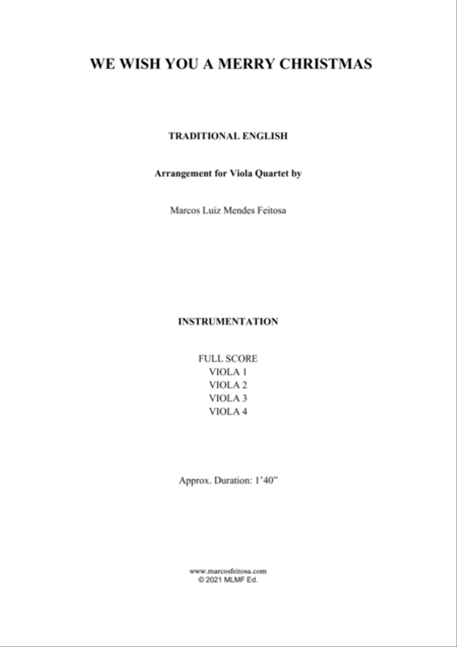 We Wish You A Merry Christmas - Viola Quartet String Quartet scores gallery preview page 2