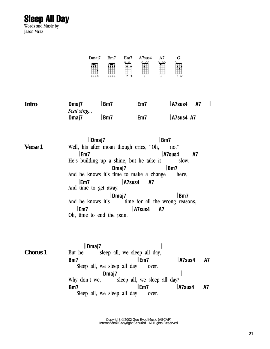 Sleep All Day Ukulele scores gallery preview page 1