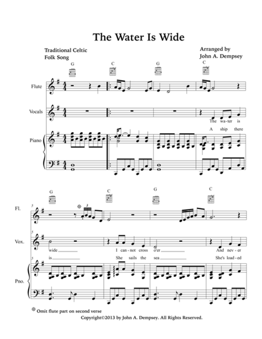 The Water is Wide (Piano/Vocal/Guitar/Flute or Penny Whistle) image number null