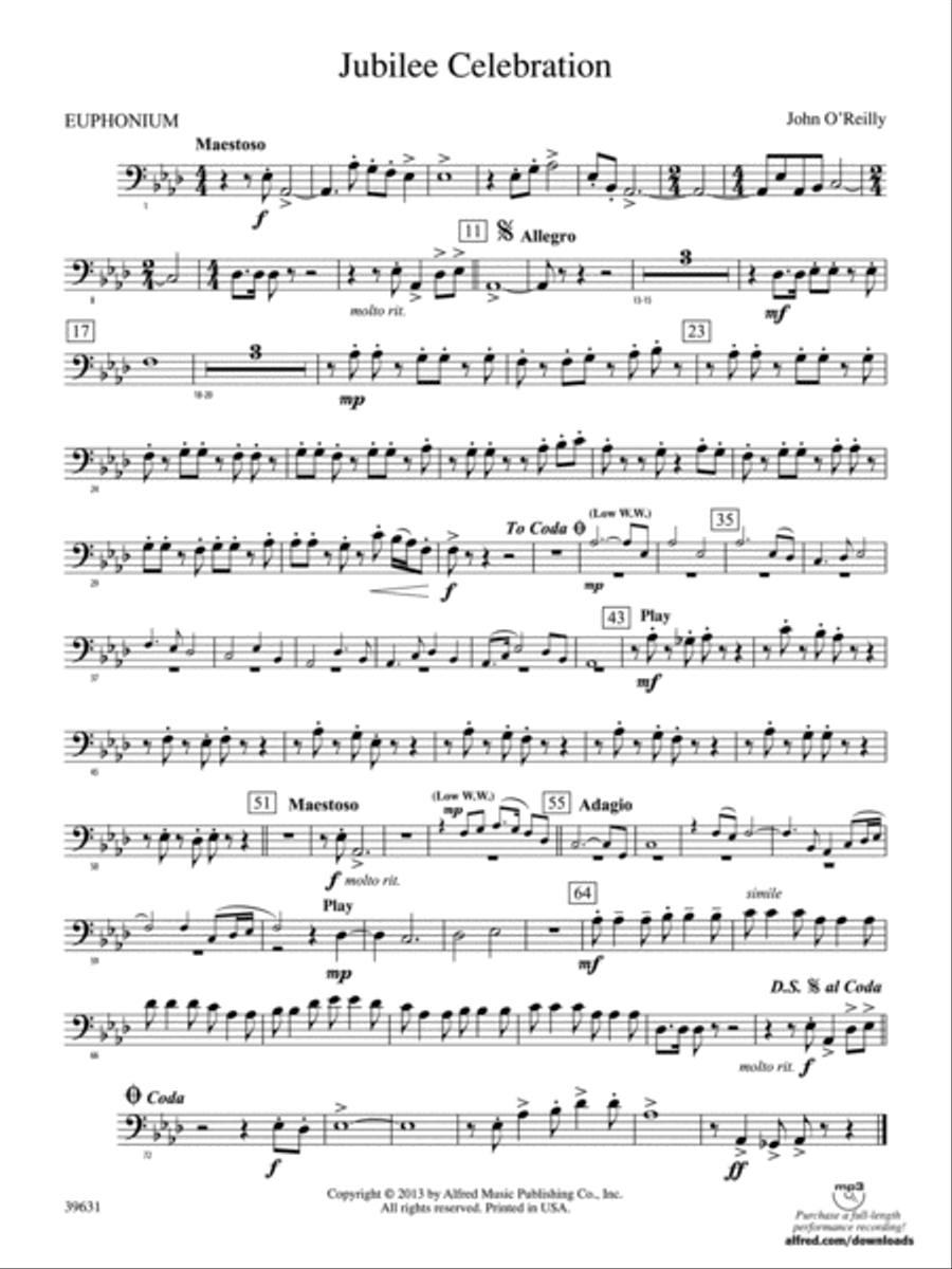 Jubilee Celebration: Baritone B.C. Concert Band scores gallery preview page 1