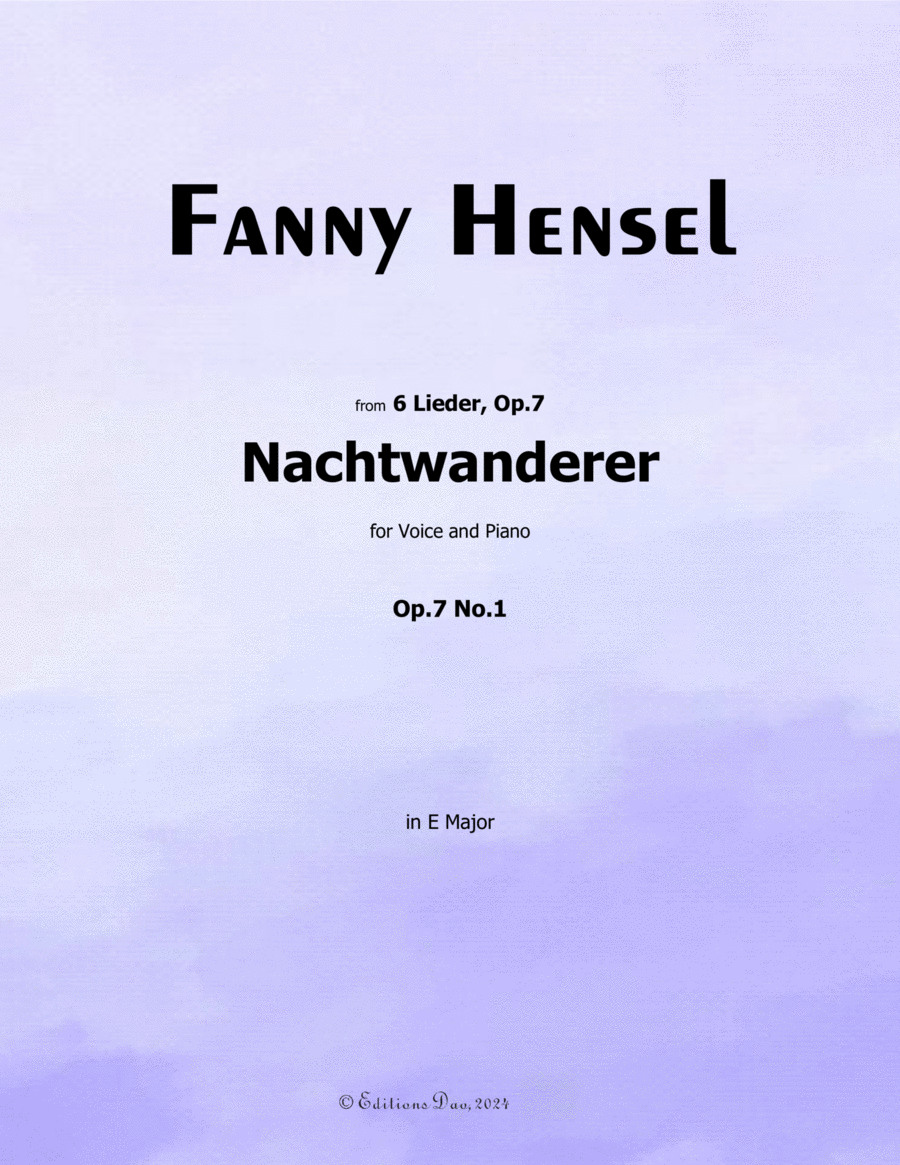 Nachtwanderer, by Fanny Hensel, in E Major Voice scores gallery preview page 1
