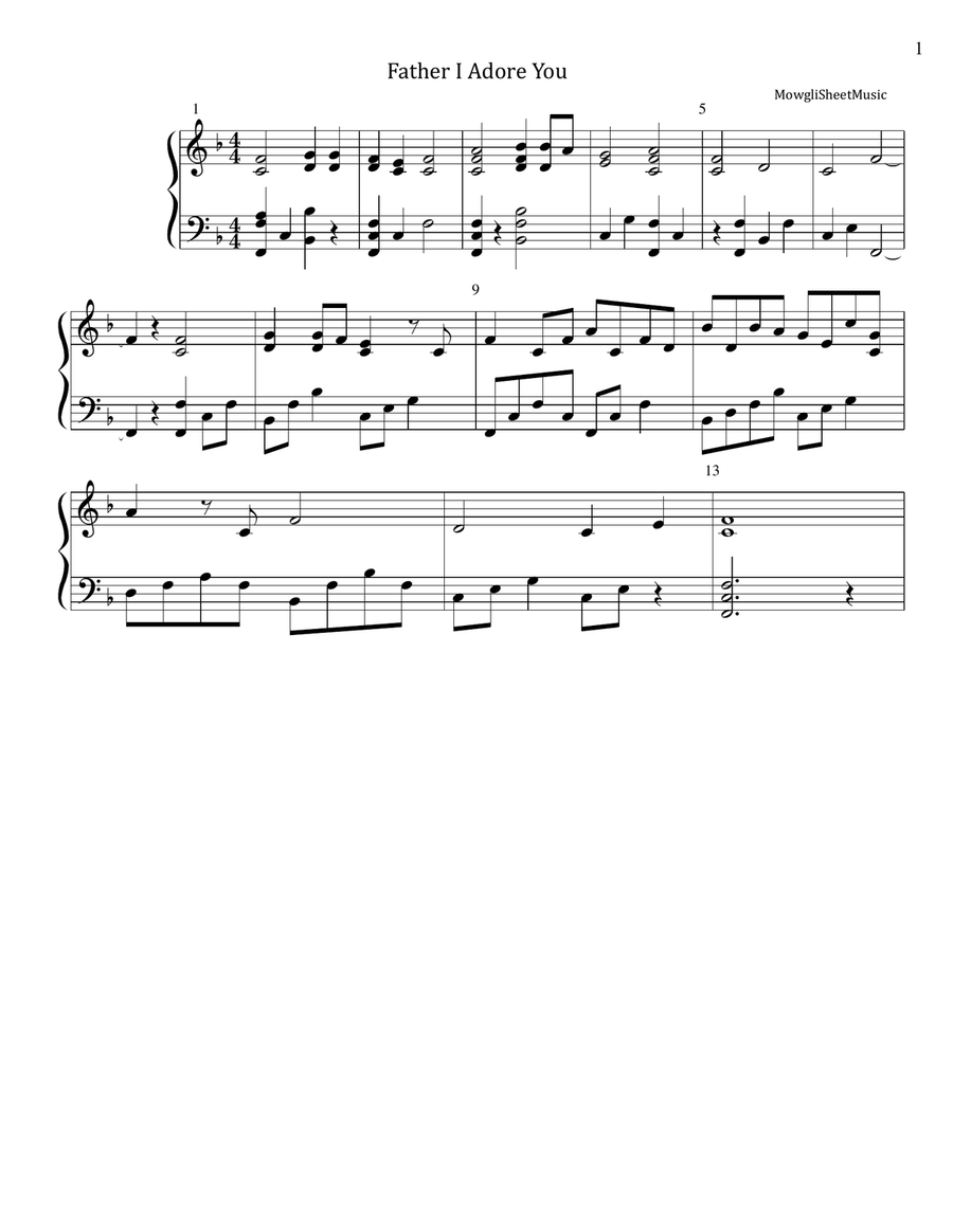 Father I Adore You Piano Solo scores gallery preview page 1
