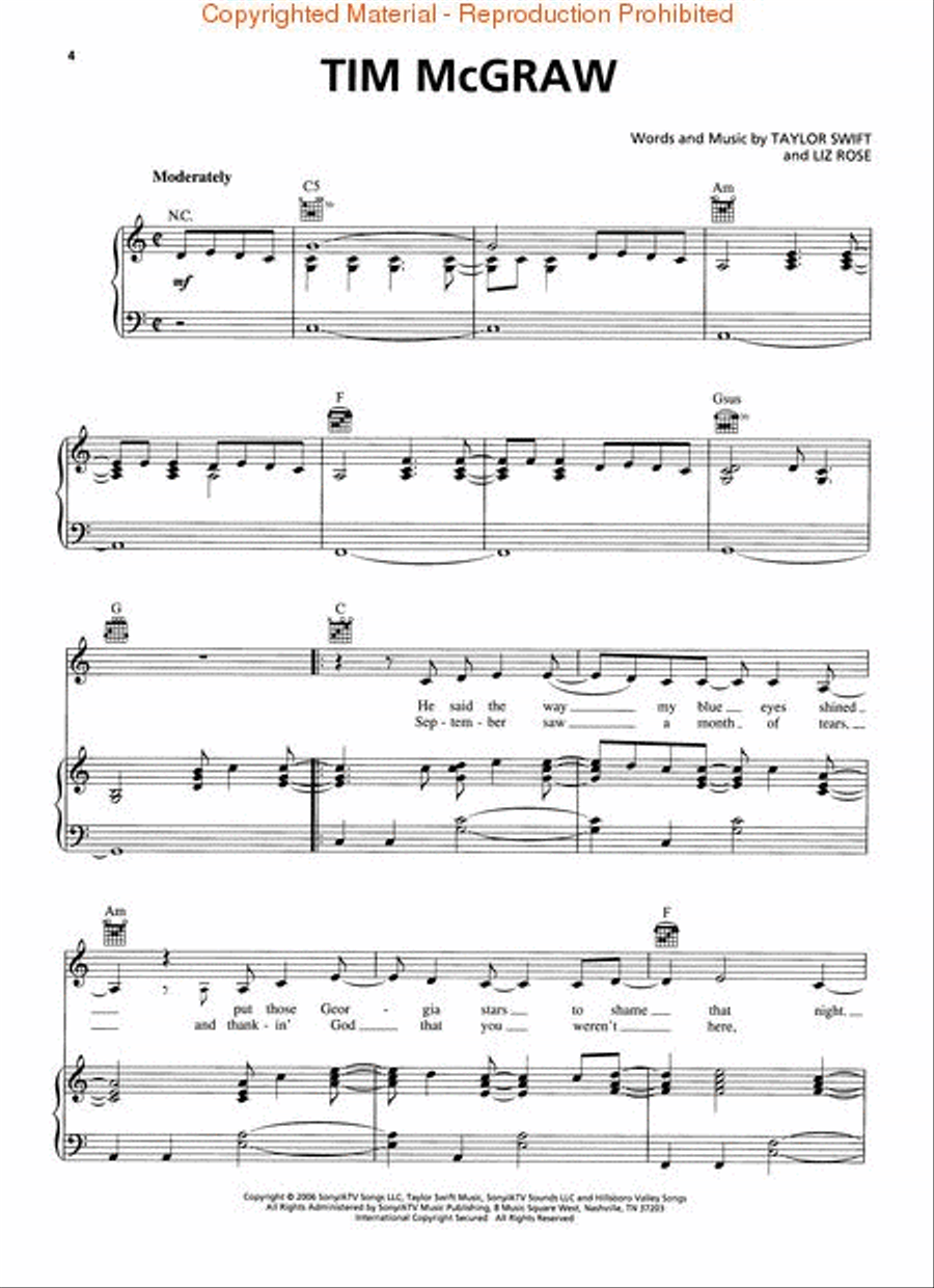 Taylor Swift Piano, Vocal, Guitar scores gallery preview page 2