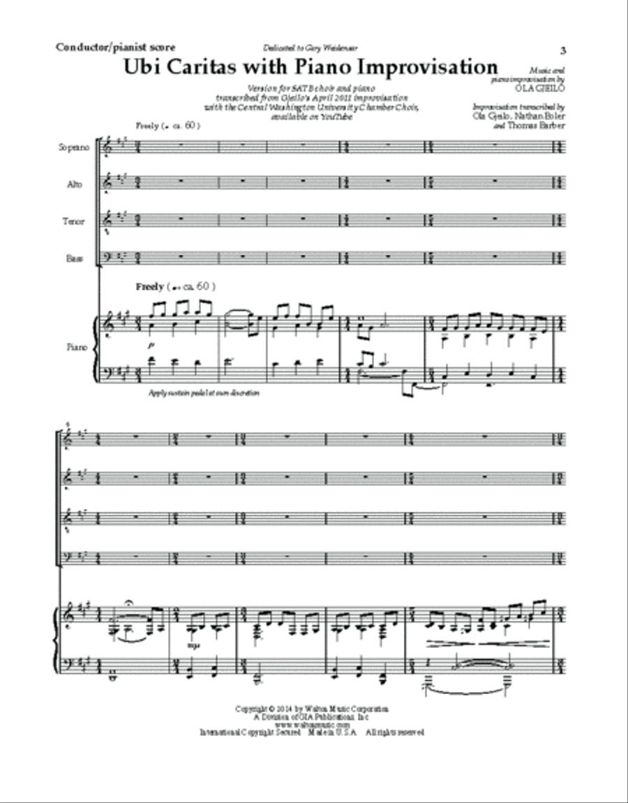 Ubi Caritas with Piano Improvisation Choir scores gallery preview page 2