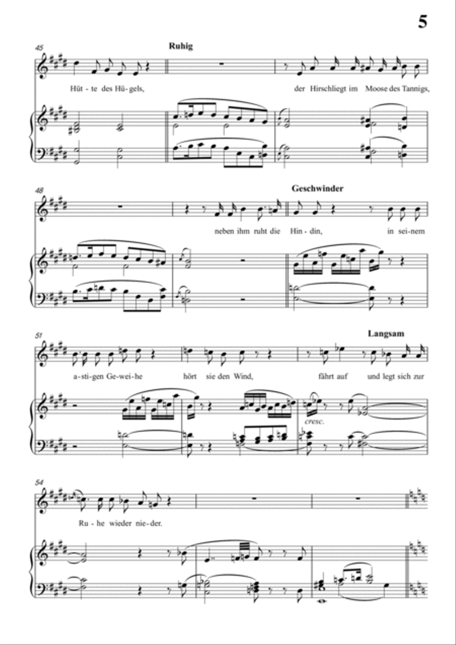 Schubert-Die Nacht in a minor,D.534,for Vocal and Piano Voice scores gallery preview page 6