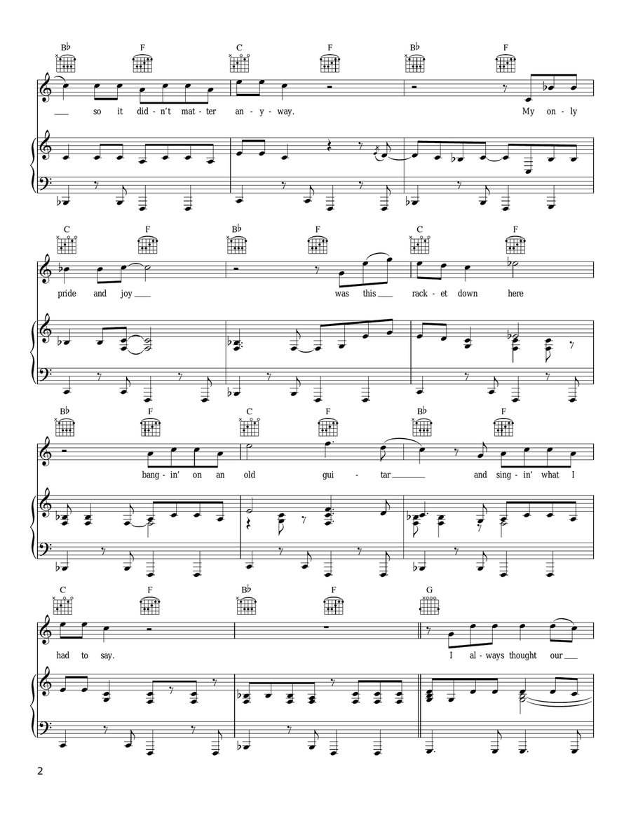 Slow Turning Piano, Vocal, Guitar scores gallery preview page 2