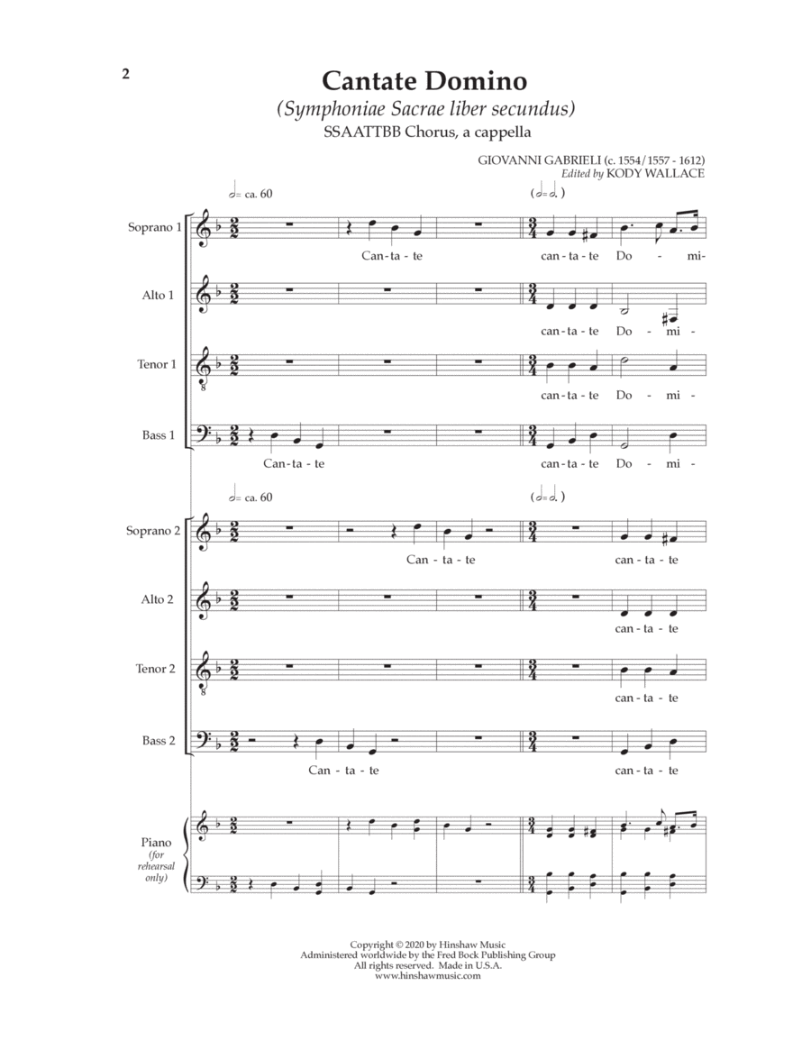 Cantate Domino SSAATTBB scores gallery preview page 1