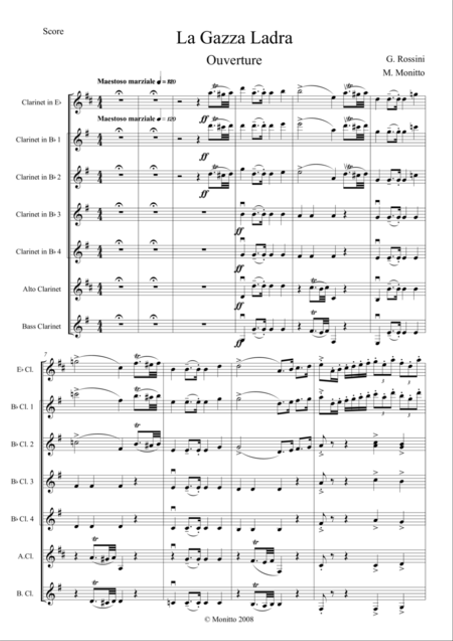 Gazza Ladra Ouverture Woodwind Ensemble scores gallery preview page 1