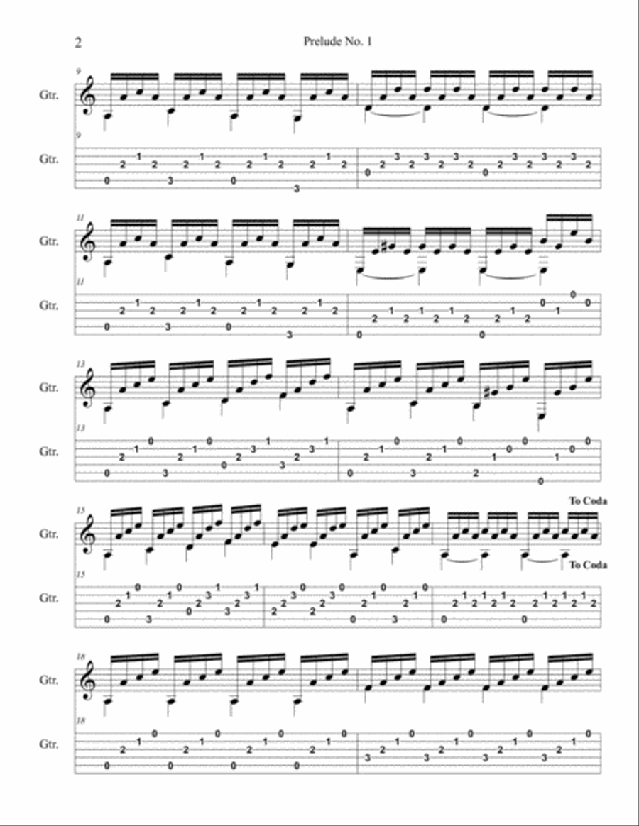 Prelude no. 1 Classical Guitar scores gallery preview page 2
