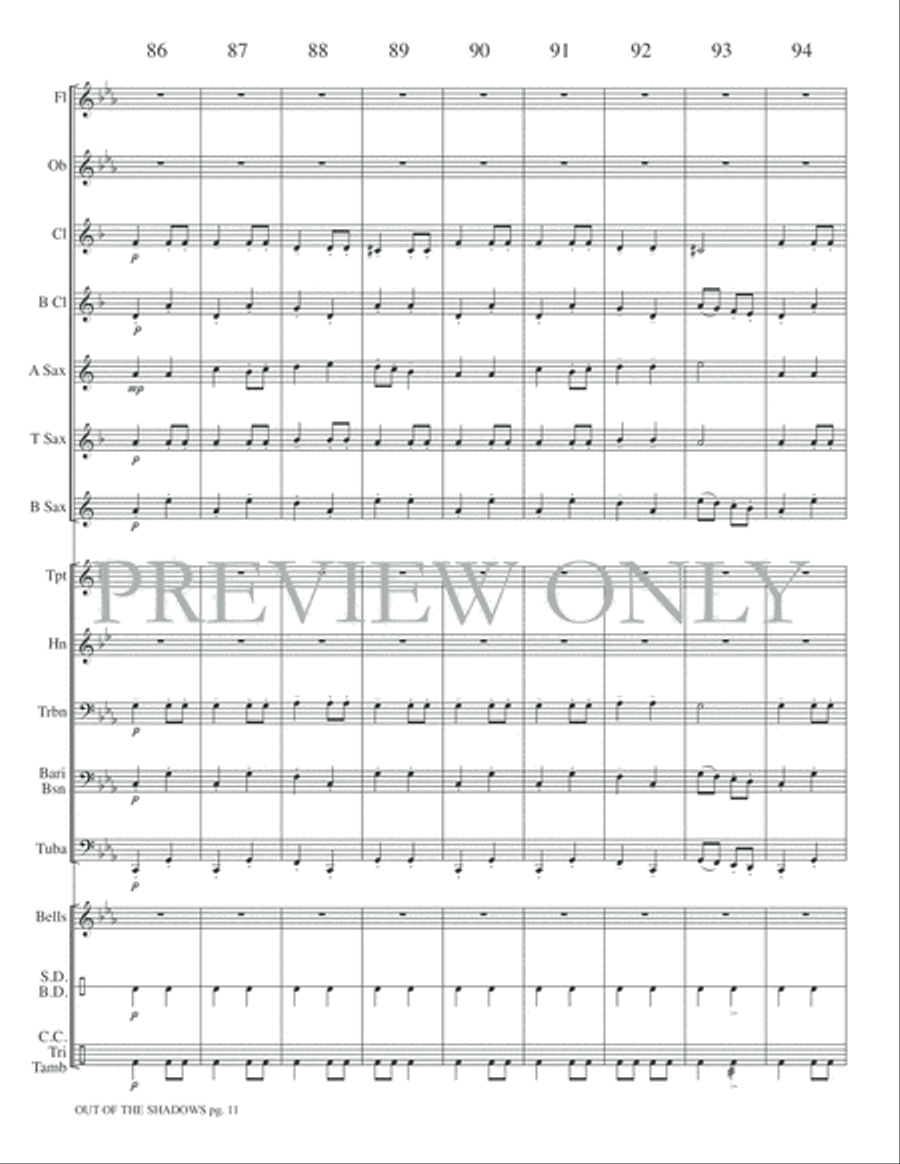 Out of the Shadows Concert Band scores gallery preview page 14