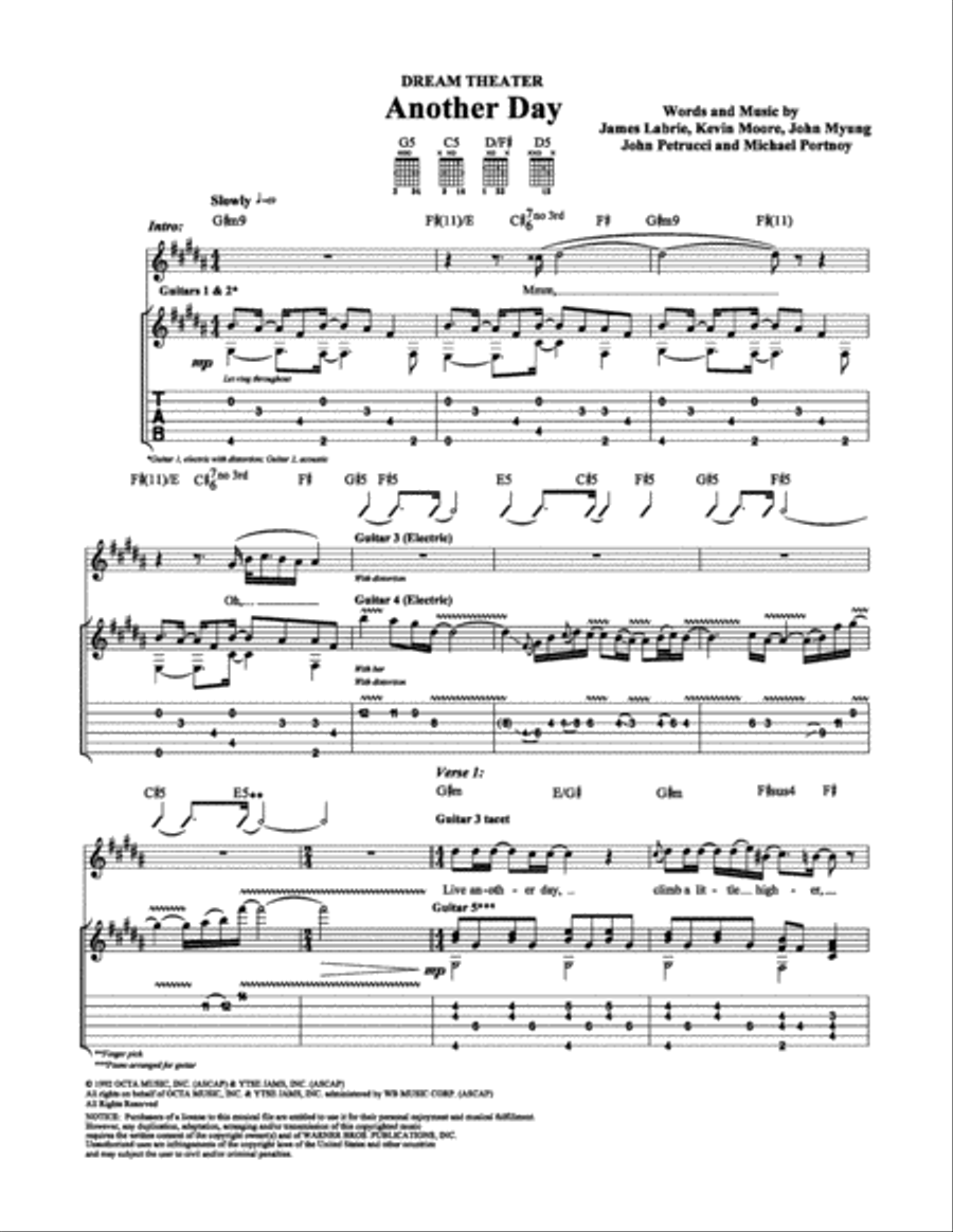 Another Day Electric Guitar scores gallery preview page 1