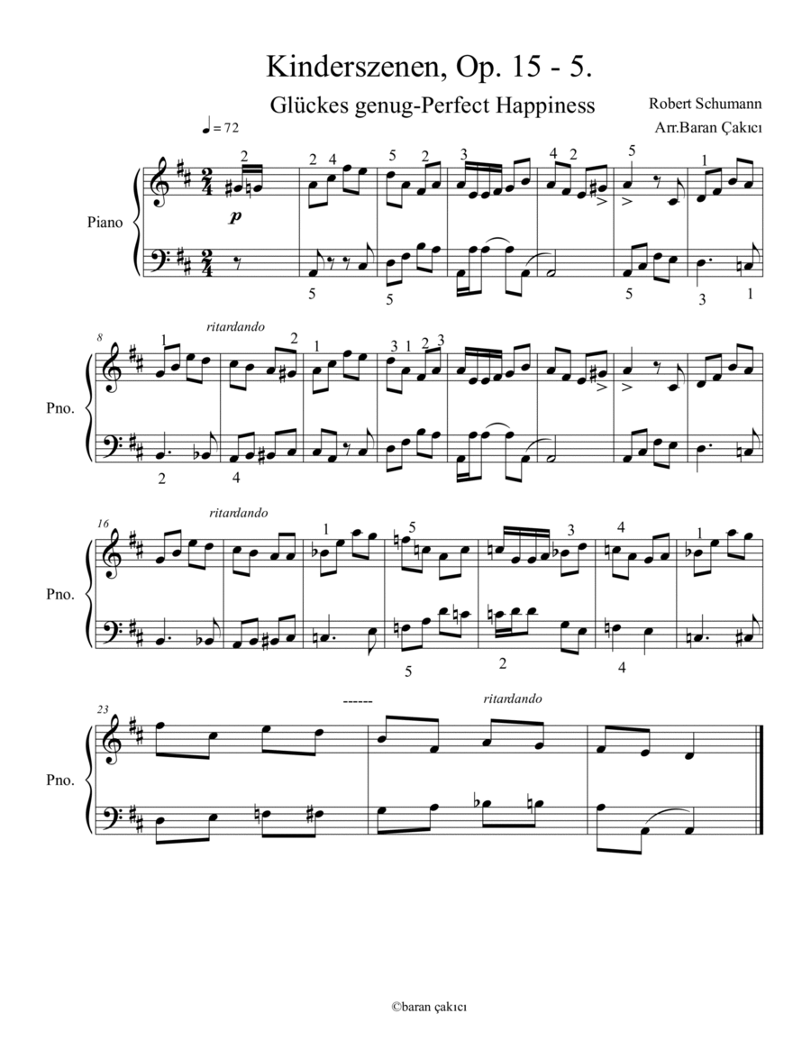 Kinderszenen op. 15 No.5 Easy Piano scores gallery preview page 1