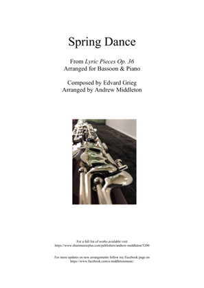 Spring Dance from Lyric Pieces op. 38 arranged for Bassoon and Piano