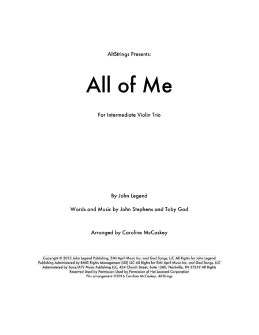 All Of Me String Trio scores gallery preview page 1