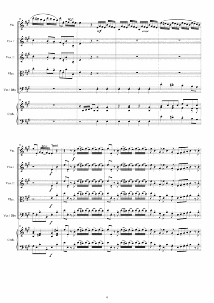 Vivaldi - Violin Concerto No.2 in A major RV 345 for Violin, Strings and Cembalo Chamber Orchestra scores gallery preview page 4
