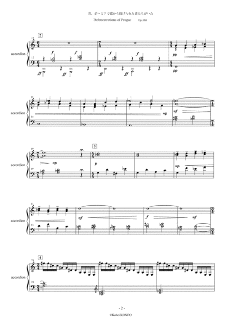 Defenestrations of Prague for accordion solo Op.168 Accordion scores gallery preview page 3