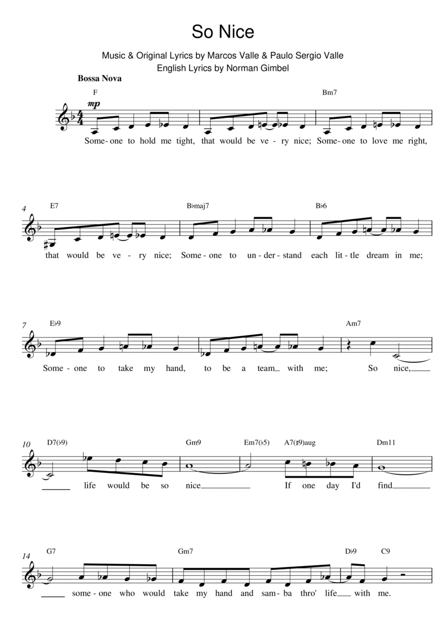 So Nice So Nice Piano scores gallery preview page 1